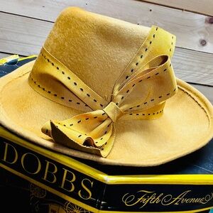 Yellow felt women’s fedora hat